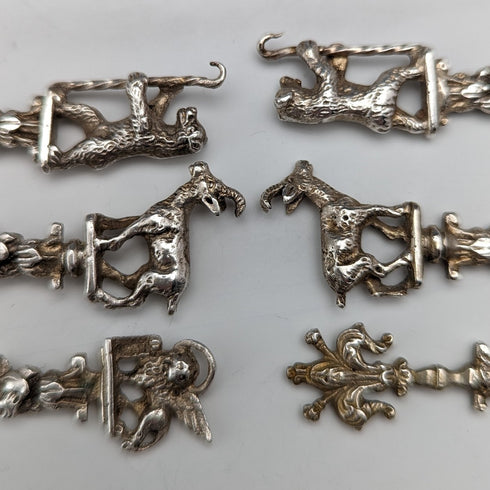 約 1920 年瑞士古董人物雕刻 800 銀咖啡湯匙 6 件套